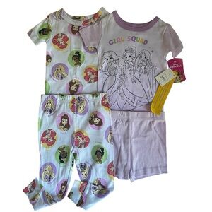 Disney Princess Toddler Pajama Set 2T NWT Ariel Rapunzel Tiana Belle Cotton